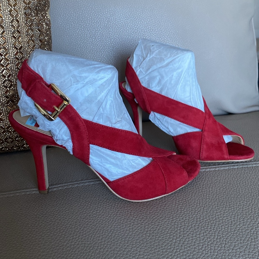 MICHAEL KORS size 6 1/2 red suede heels - BRAND NEW